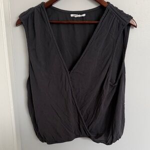 O'Neill Charcoal Sleeveless Wrap Blouse size L